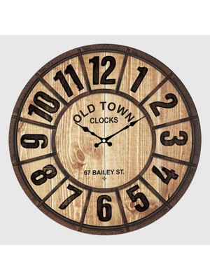 Mey İthalat Galaxy Old Town Serisi Bölme Kadranlı Duvar Saati 50 cm Fındık Renkli