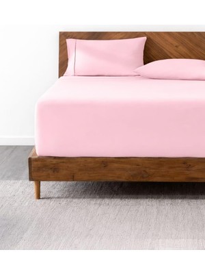 Mey İthalat Lastikli & Hipoalerjenik ÇARŞAF%100 Pamuk Penye Kumaş Pembe 160X200, Luxcarsaf