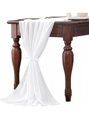 Mey İthalat Aputue Şifon Masa Örtüsü, 68.5X305CM Şeffaf Kumaş Romantik Rustik Masa Şeridi, Düğün Masa Örtüsü, Romantik Düğün Dekorasyonu ve Bebek Partileri Için