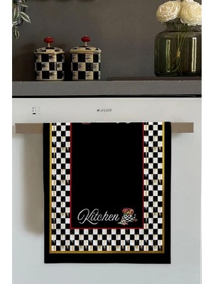 Mey İthalat Viva Home Siyah Dama Desen Fırın Mutfak Havlusu 30X50CM