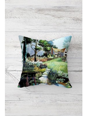 Mey İthalat Pelangi Modern Doğa Temalı Çift Tarafı Baskılı Gizli Fermuarlı Yastık Kılıfı Kırlent Koltuk Yastık Kılıfı, Açık Yeşil-Mavi 45 x 45, 2469195445451