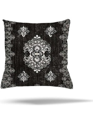 Mey İthalat Pelangi Osmanlı Göbek Desen Gizli Fermuarlı Yastık Kılıfı Kırlent Kılıfı Koltuk Yastık Kılıfı, Koyu Gri 45 x 45
