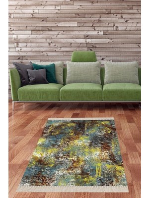 Mey İthalat Pelangi Batik Desenli Renk Geçişli Dijital Baskı Yıkanabilir Kaymaz Taban Salon Halısı ve Yolluk, Yeşil 160 x 350, 42541049160350728