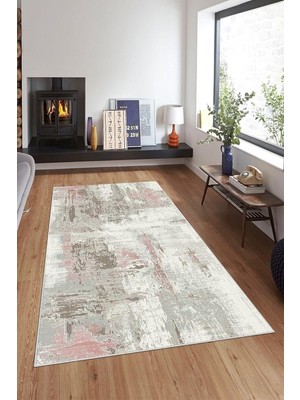 Mey İthalat Pelangi Gri Batik Desen Renk Geçişli Yıkanabilir Kaymaz Taban Leke Tutmaz Modern Salon Halısı ve Yolluk, Bej-Pembe 180 x 280, 74571070180280728