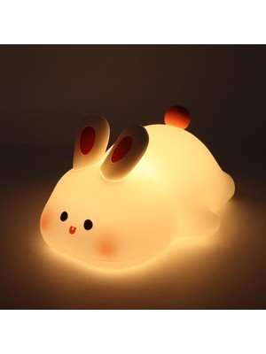 Mey İthalat Coverzone Yumuşak Silikon Tavşan Mini Gece Lambası Dekoratif Işık Derecesi Ayarlanabilir Yatak Odası Lambası Rabbit Kitap Okuma Lambası Çocuk Odası (Tavşan - YH302)