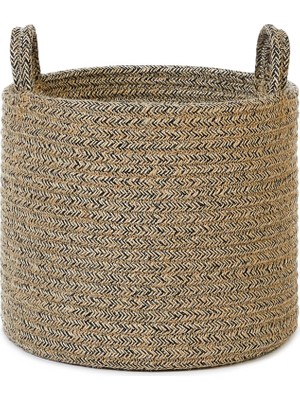 Mey İthalat Ocean Home Textile Siyah Kırçıllı Jüt Halat Sepet 26 x 22 cm