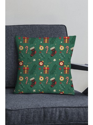 Mey İthalat Viva Home Christmas Dekoratif Gizli Fermuar Çift Taraflı Yeniyıl Kırlent Yastık Kılıfı 43X43CM KRL1039
