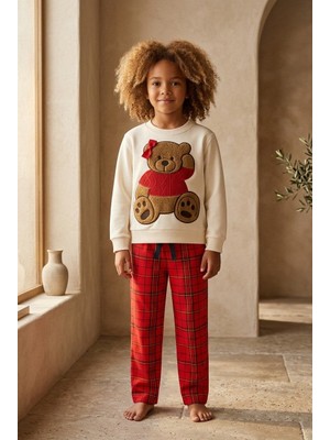Bony Socks Kız Çocuk Teddy Pantolon Pijama Altı Kırmızı