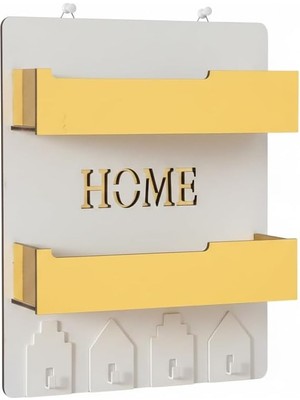 Mey İthalat Gold Series Mdf Duvar Organizeri, Gold Pleksi Raflı Modern Dekoratif Duvar Rafı - Düzenleyici (23X30 Cm), White