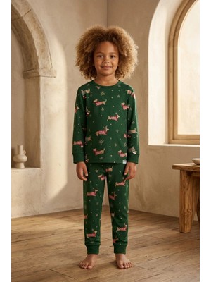 Bony Socks Çocuk Yılbaşı Temalı Pijama Takımı Yeşil