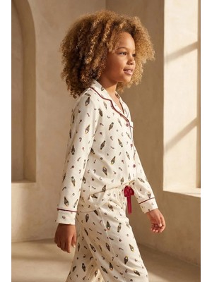 Bony Socks Kız Çocuk Yılbaşı Temalı Pijama Takımı Ekru