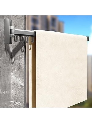 Mey İthalat Çamaşır Kurutma ve Elbise Sergileme Saklama APARATI,360° Dönebilen Katlanabilir Alüminyum Duvar Montajı, Banyo Mağaza Işletme ve Balkon Için