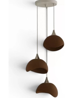 Vendly Beton Görünümlü Iskandi̇nav Tarzı Salon Oturma Odası 3'lü Avize 32 x 70 cm Kahverengi