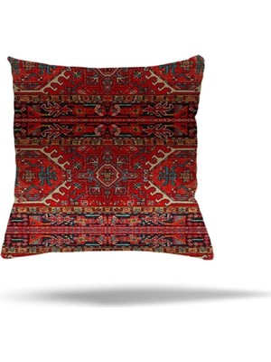 Mey İthalat Pelangi Kuş Kalp Yaprak Kelebek Etnik Gizli Fermuarlı Yastık Kılıfı Kırlent Kılıfı Koltuk Yastık Kılıfı, Kırmızı 45 x 45