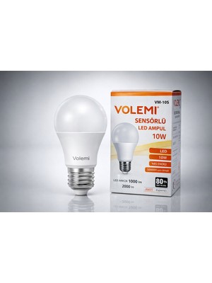 Bezos Volemi VM-10S Sensörlü LED Ampul 10W 2000 Lümen E27 Duy 50000 Saat Ömür Enerji Tasarruflu Beyaz Işık