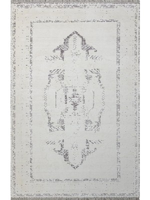 Mey İthalat 3s Krem Madalyon Modern Geometrik Etnik Eskitme Desenli Boho Oturma Odası Salon Yolluk Koridor Mutfak Halısı