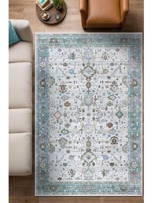 Mey İthalat Tanes Vintage Şönil Kaymaz Doğal Pamuk Tabanlı Yıkanabilir Antibakteriyel Çevre Dostu Salon Halısı 200X300