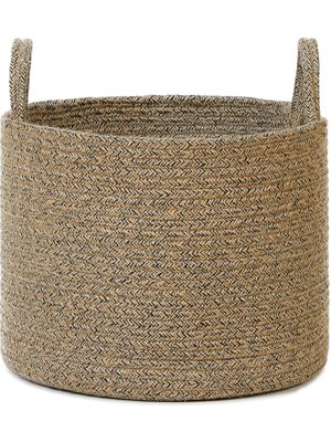 Mey İthalat Ocean Home Textile Siyah Kırçıllı Jüt Halat Sepet 35 x 27 cm