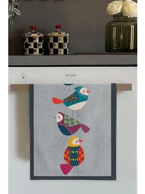 Mey İthalat Viva Home Gri Papağan Desenli Fırın Mutfak Havlusu 30X50CM
