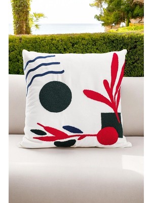 Mey İthalat Asdiva Bohem 45X45 Özel Tasarım Punch Panç Süzene Desen Dekoratif Kırlent Kılıfı Modern Beyaz 60