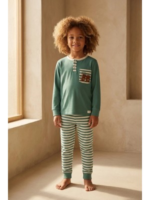 Bony Socks Erkek Çocuk Teddy Desenli Pijama Takımı Yeşil