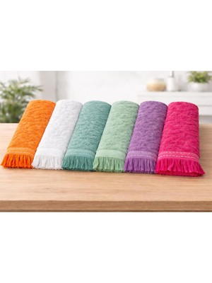 Mey İthalat Aşkana Mutfak Havlusu Seti, 6 Parça Renkli Kurulama Bezi, 30X48 CM,%100 Pamuk, Saçaklı Tasarım, Yüksek Emici El Havlusu, Çeyizlik Hediyelik
