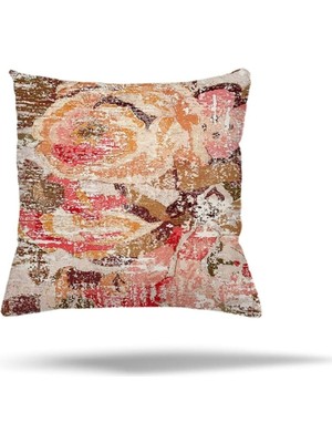 Mey İthalat Pelangi Patchwork Çiçek Desen Etnik Gizli Fermuarlı Yastık Kılıfı Kırlent Kılıfı Koltuk Yastık Kılıfı, Yavru Ağzı 45 x 45