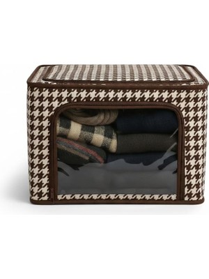 Mey İthalat Deconox Tela Telli Dolap Düzenleyici Kutu (40X50X30 Cm) - Katlanabilir, Dik Duran Kumaş Hurç | Ön/üstten Açılır, Şeffaf Pencereli Organizer Gri ve Kahve Renk Seçenekli (Kahverengi)