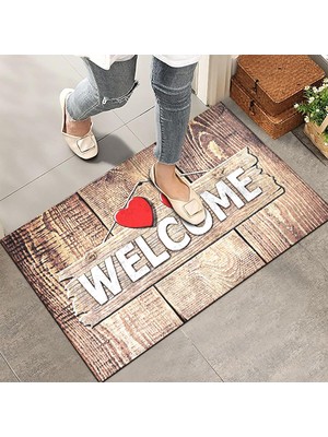 Mey İthalat Monnhein Kapı Önü Paspası - Modern ve Şık Kapı Paspası | Ev, Ofis ve Dış Mekân Kullanımı Için (Ahşap Desenli Welcome) 45X65