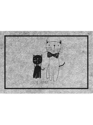 Mey İthalat Monnhein Tasarımlı Dekoratif Kapı Önü Paspas, Dış Mekan/ev Içi/banyo/mutfak/yatak Odası/giriş Paspasları (Cute Cats, 45X70)