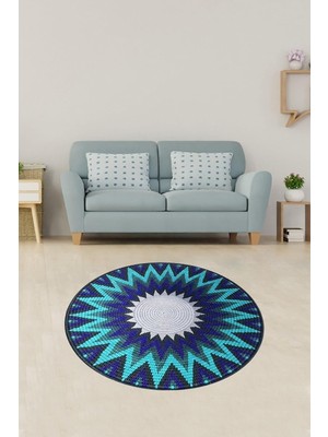 Mey İthalat On The Clouds Jüt Hasır Kilim Görünümlü Dijital Baskılı Kaymaz Taban Yıkanabilir Modern Salon Halısı ve Yolluk MEGJ15, 100 x 100