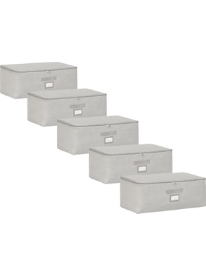 Mey İthalat Ocean Home Textile 5'li Orta Boy Gri Balıksırtı Hurç Set 52 x 28 x 21 cm