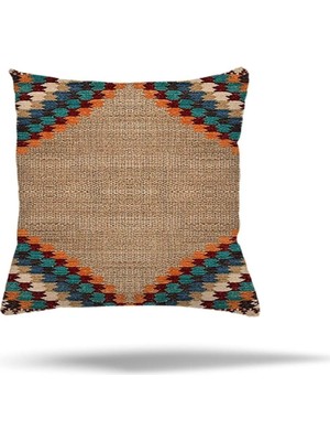 Mey İthalat Pelangi Çiçek Kaz Ayağı Kuştüyü Desen Gizli Fermuarlı Yastık Kılıfı Kırlent Kılıfı Koltuk Yastık Kılıfı, Kahverengi 45 x 45