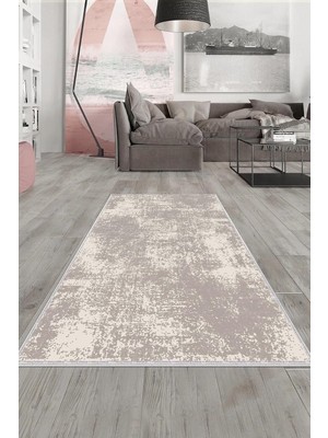 Mey İthalat Pelangi Bej Eskitme Desen Yıkanabilir Kaymaz Taban Leke Tutmaz Modern Salon Halısı ve Yolluk, Bej-Krem 40 x 40, 13581464040728