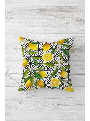 Mey İthalat Pelangi Limon Desenli Çift Tarafı Baskılı Gizli Fermuarlı Yastık Kılıfı Kırlent Koltuk Yastık Kılıfı, Yeşil-Sarı 45 x 45, 24691242945451