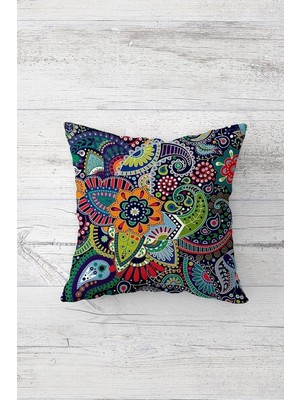 Mey İthalat Pelangi Etnik Mandala Desenli Çift Tarafı Baskılı Gizli Fermuarlı Yastık Kılıfı Kırlent Koltuk Yastık Kılıfı, Çok Renkli 45 x 45, 24691222545451