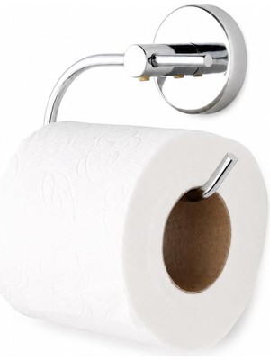 Mey İthalat Alper Banyo Iris Krom Kaplama Açık Tuvalet Kağıtlığı, Yapışkanlı ve Vidalı Montajlı Wc Kağıtlık, 35 mm Oval Bantlı Banyo Aksesuarı