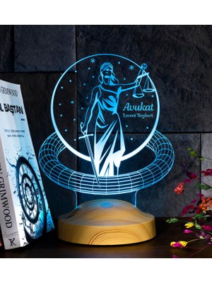 Mey İthalat Avukat Hediyesi 3D LED Lamba, Avukatlar Günü Hediyesi - Kişiye Özel Adalet Sembolü Themis Masa Lambası Avukatlara