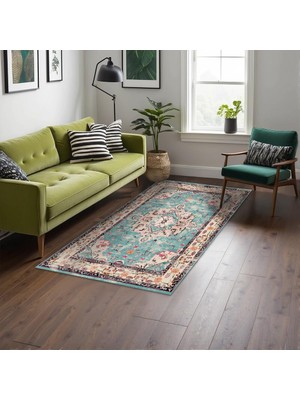 Mey İthalat Pier Kadife Kaymaz Pamuk Tabanlı Yıkanabilir Antibakteriyel Salon Halısı 120X180