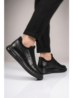 Voyager Siyah Hakiki Deri Slip-On Konfor Taban Erkek Casual Ayakkabı Sneaker 6961 M