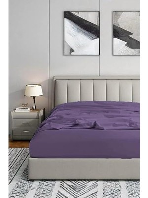 Mey İthalat Soley 200X200 Lastikli Fitted Penye Çarşaf, Mürdüm