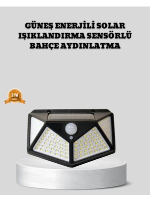 Bezos Güneş Enerjili Aydınlatma 100 LED Sensörlü Solar Dış Mekan Lamba