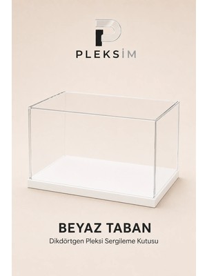 Ulusoypleksi 50X25X20 cm Dikdörtgen Şeffaf Pleksi Sergileme Kutusu Premium Akrilik Toz Korumalı Display Box Beyaz Taban