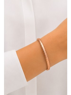 ÇGK KUYUMCULUK 14 Ayar 4 mm Rose Renk Hediyelik Altın Bilezik 14HDY046