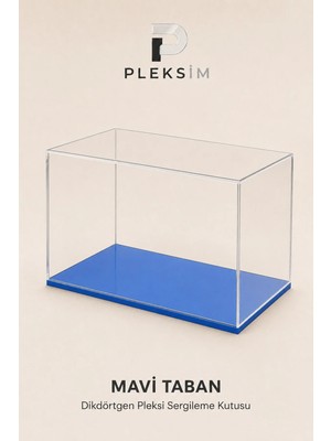 Ulusoypleksi 50X25X20 cm Dikdörtgen Ayakkabı Sunum Kutusu Şeffaf Pleksi Akrilik Display Box Premium Vitrin Mavi Taban