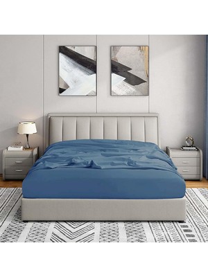 Mey İthalat Soley | Jersey |%100 Doğal Pamuklu Tek/çift Kişilik Lastikli Çarşaf Indigo Mavi