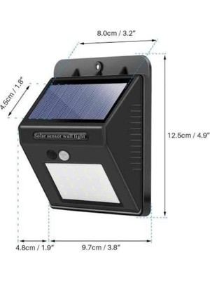 Bezos Bahçe Aydınlatma Sensörlü Güneş Enerjili Duvar Lambası 40 LED Işık