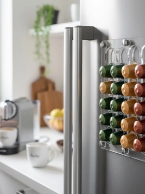 My1 Company Nespresso Uyumlu Mıknatıslı Kapsül Organizeri - Şeffaf Kahve Kapsülü Standı ve Kahve Köşesi Aksesuarı