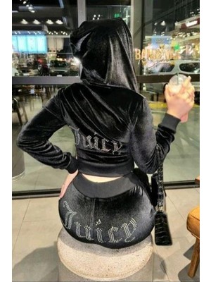 Balina Siyah Juicy Kadife Pijama Takımı