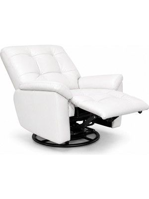 Smarto Relax TV Koltuğu Basel Elektrikli Masajlı Döner ve Sallanan Mekanızmalı Sırt Dayanağı Kontrol Panelli Ergonomik Deri Dekoratif Baba Koltuğu